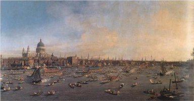 Canaletto's painting of boats on the Thames