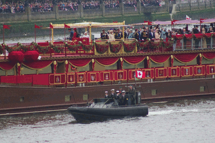 Queen and Royal Family aboard the Spirit of Chartwell